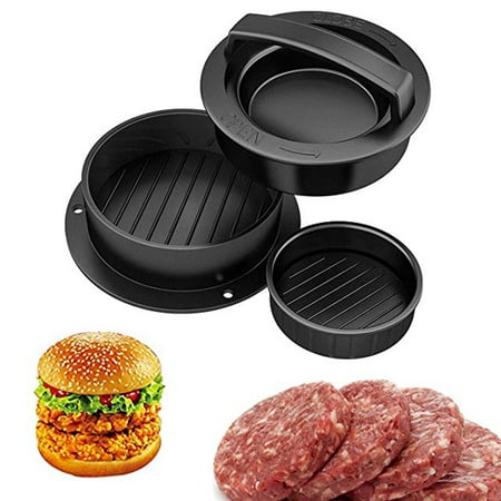 NK HOME Black Stuffed Burger Press Patty Maker, Make the Perfect Burger, Stuffed Burger or Sliders, Hamburger press patty maker Non Stick Meat and Easy to (Best Hamburger Meat For Burgers)