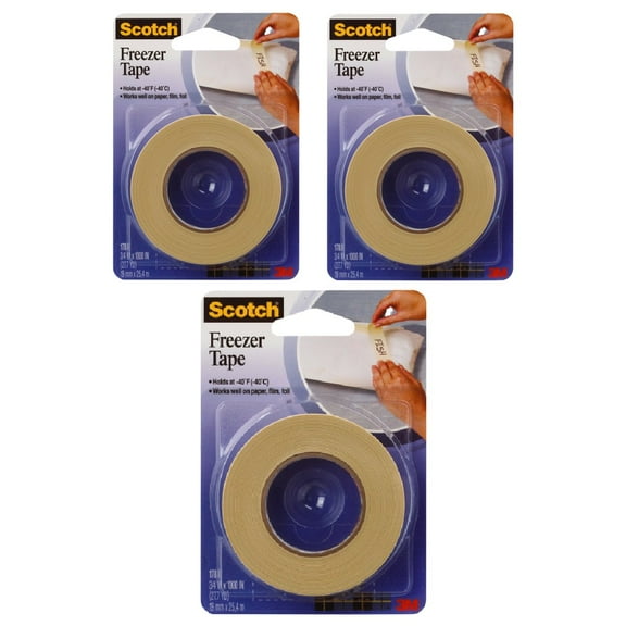 3M Scotch 178 Freezer Tape Adhesive Tight Moisture Resistant Seal, 3/4 Inches Width x 1000 Inches Length Beige, 3-Pack