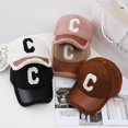 thumbnail image 2 of Autumn Winter Letter C Lambswool Baseball Cap Fashion Dad Hat Snapback Keep Warm Hats For Men Unisex, 2 of 5