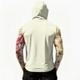 thumbnail image 4 of Men's Abstract Print Hooded Fishing Shirt with Face Mask - Long Sleeve UPF 50+ Quick-Dry Sun Protection Pullover with Zipper Pocket, Drop-Shoulder Outdoor Top for Hiking & Sports Khaki M, 4 of 7