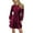 Deep Purple, variant on Women's Velvet Round Neck Tie Waist Long Sleeve Mini Dress 95% polyester 5% elastane Everyday chic and evenings