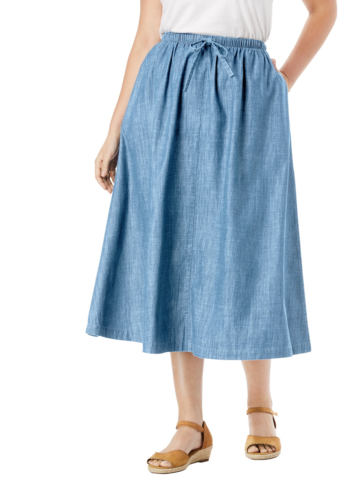walmart plus size denim skirt