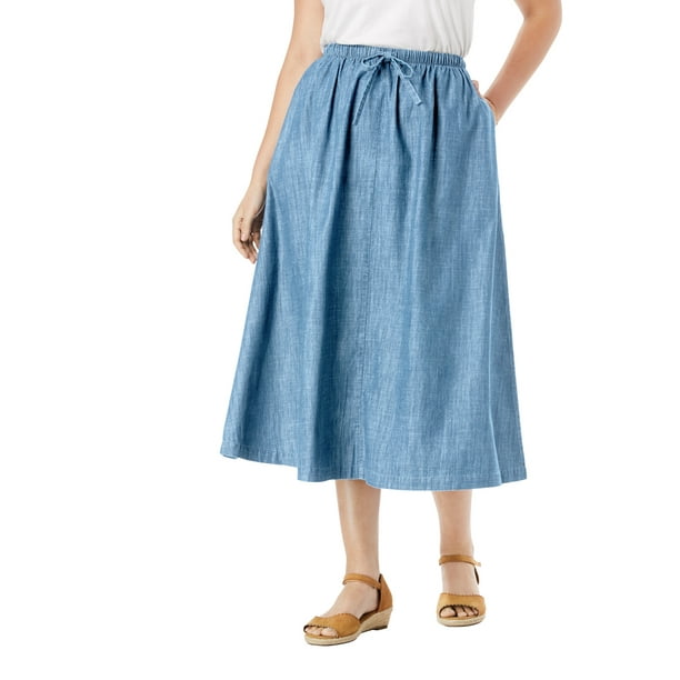 Woman Within Woman Within Women's Plus Size Petite Flared denim skirt