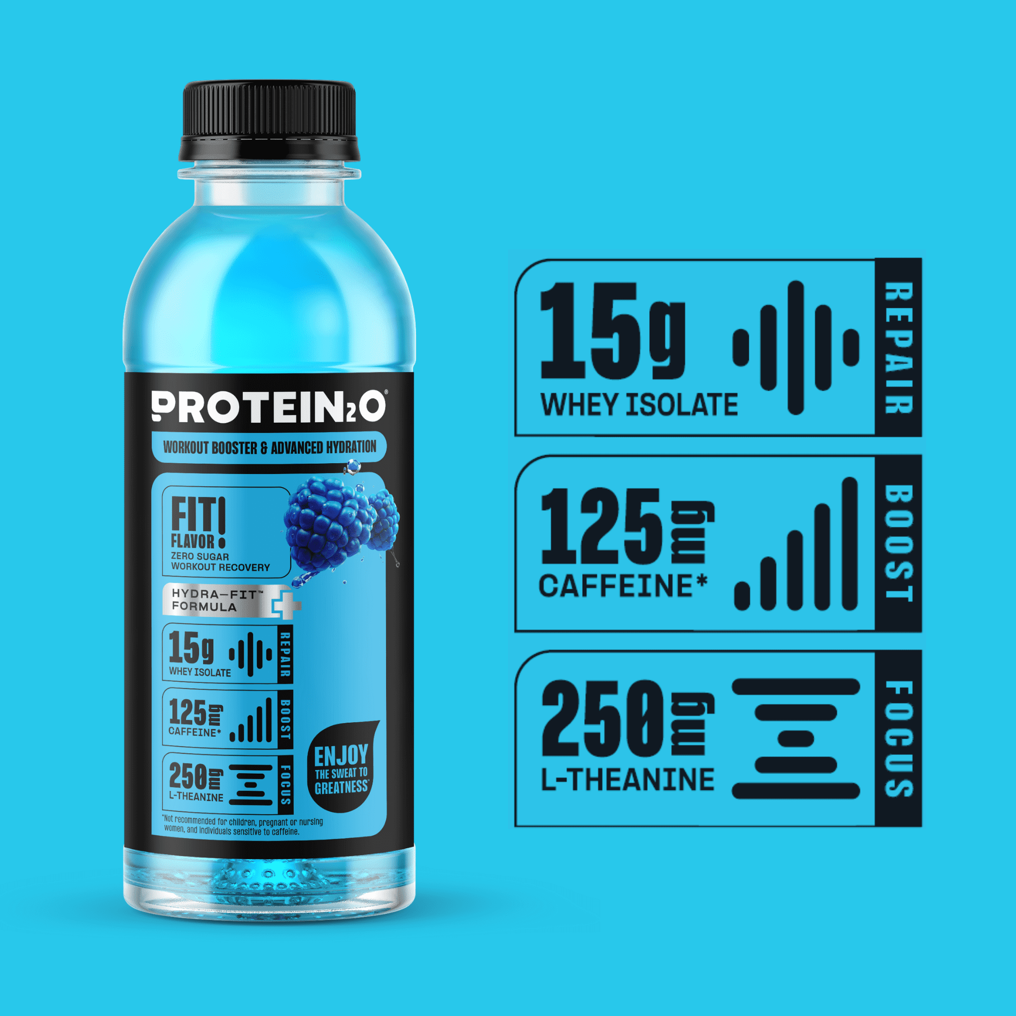 Protein2o + Energy, Protein Infused Water, Blueberry Raspberry, 15g Protein, 12 Ct