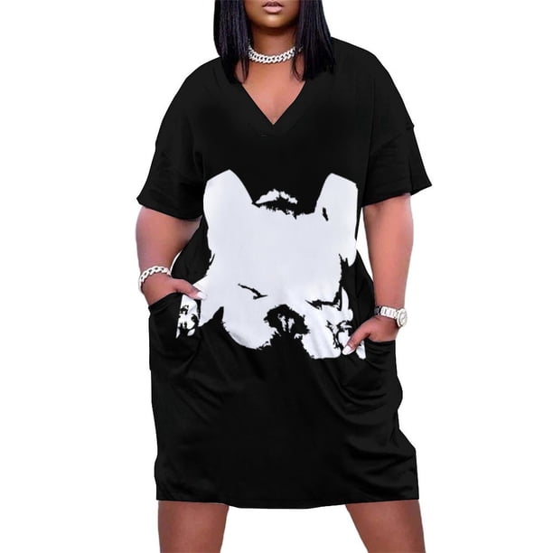 Vestido suelto con bolsillo de Bulldog Francés vestidos de noche de lujo vestidos elegantes y bonitos para mujer vestido elegante 2025