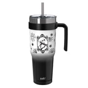 Zak Designs 40oz NBC Halloween Straw Handle Tumbler, Double Wall Vacuum Insulated Stainless Steel Waverly Tumbler with Durable Plastic Straw, Travel Straw Tumbler with Handle, Ombre