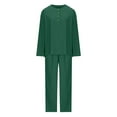 thumbnail image 4 of Scyoekwg Womens 2 Piece Sets Casual Sets Button Long Sleeve Tops Wide Leg Pants Fashion Matching Outfits Two Piece Set Sweatsuits (Green,XXL), 4 of 5