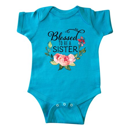 

Inktastic Blessed to Be a Sister with Pink Flowers Gift Baby Boy or Baby Girl Bodysuit