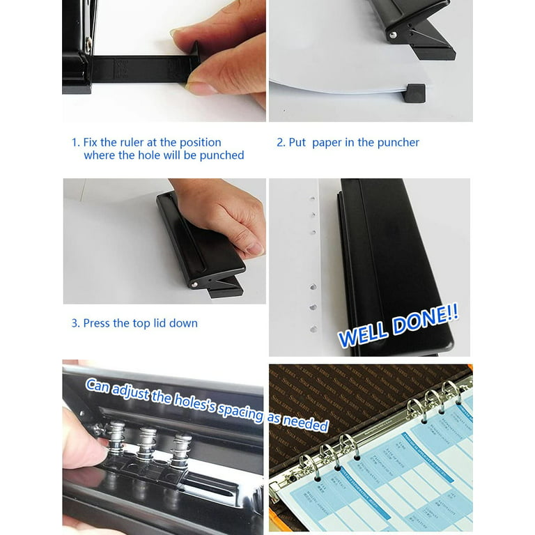 Adjustable 6 Hole Paper Puncher for A3/A4/A5/A6/B3/B4/B5/B6/B7/Personal/