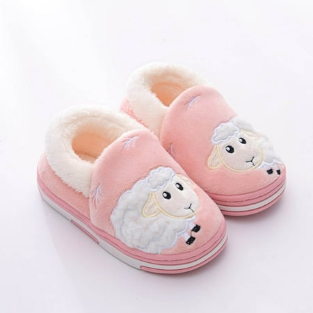 

LYCAQL Baby Shoes Childrens Girl Cotton Slippers Cute Embroidery Lamb Cartoon Warm Indoor Non Slip Cotton Boy Toddler Running Shoes (Pink 13 Little Child)