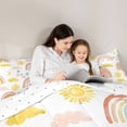 thumbnail image 4 of Homewish Watercolor Rainbow Child Bedding Comforter Set 7-Piece, Gold Cloud Sun Moon King Bedding Sets, Kawaii Cartoon Butterfly Reversible Bed Sheets, Breathable Home Decor, 4 of 7