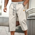 thumbnail image 5 of BRELIL Men Plus Size Capri Pants Drawstring Loose Fit Summer Casual Beach Vacation Shorts Lounge Trousers Solid Outdoor Travel Bottoms, White XL, 5 of 5