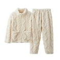 thumbnail image 2 of ShomPort Kids Sleepwear Set Winer Warm 2 Piece Fleece Outfit Button Down Tops and Pants Set Boys Girls, 2 of 3