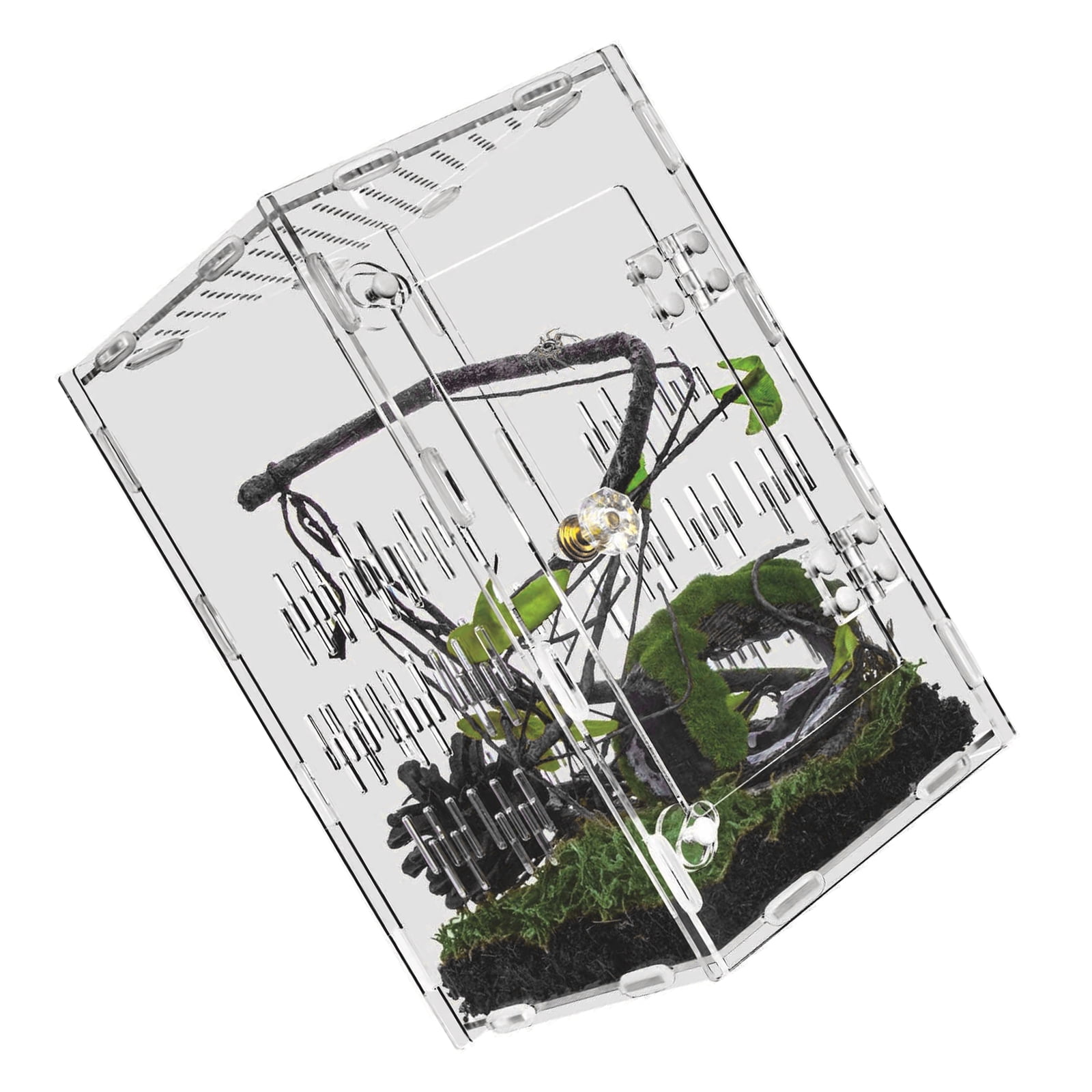 Acrylic Reptiles Enclosure House with Impacts Resistant Full Visual and AirflowS for Health Pet Habitats Terrariums