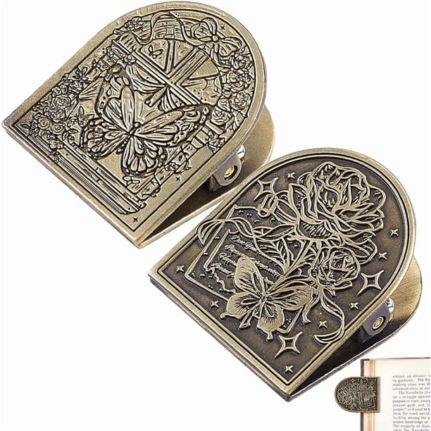 Clip de metal rosa para libros, 2 estilos, estilo mariposa, estilo vintage, para diario, carpeta decorativa
