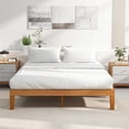 thumbnail image 3 of ZUNMOS 12 IN Queen Size Solid Wood  Bed Frame with Wood Slat Support,  Sturdy,  No Box Spring Needed,  Natural Pine, 3 of 10