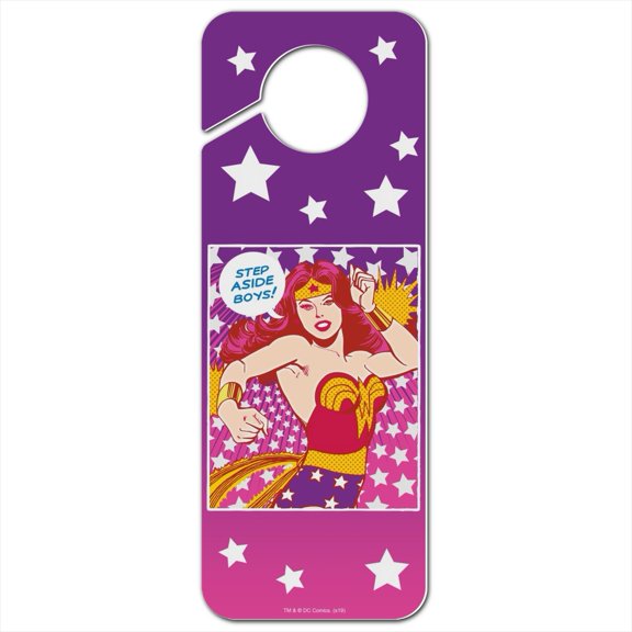 Wonder Woman Step Aside Boys Plastic Door Knob Hanger Sign