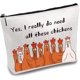 thumbnail image 1 of Bolsa de maquillaje de lona con diseño de pollo, neceser multiusos con cremallera, neceser de viaje, 1 of 9