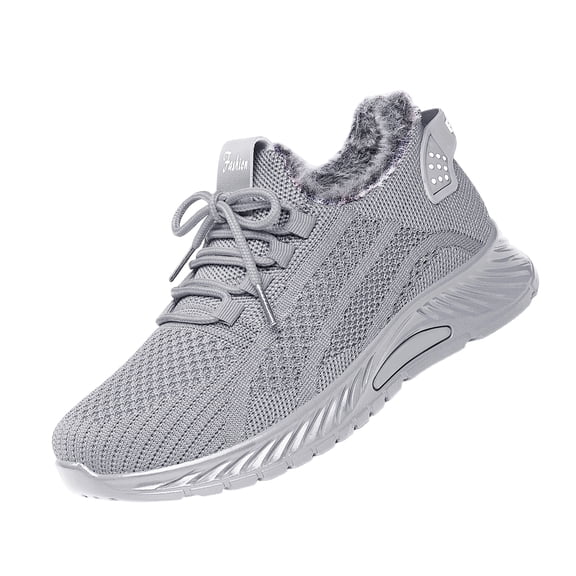 LTTVQM Women's Winter Sneaker Boots Warm Lined High Top Outdoor Orthopedic Shoes with Traction Sole Casual Comfortable Running Arch Support Snow Sneakers Gray 43(US-10)