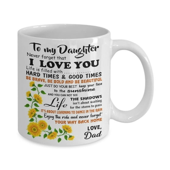 Loving Words for Daughter Mug – Sunflower Theme – Gift from Dad