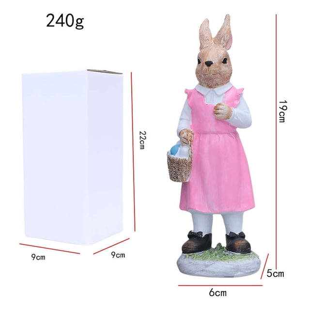 Luiuiu Figurine en Résine Lapin de Pâques Robe Rose - Décoration de Table de Printemps, Ornement d'Étagère, Décoration de Festival de Pâques pour Décoration Intérieure