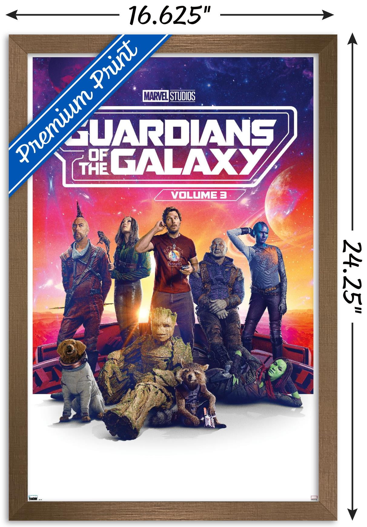 Marvel Guardians of the Galaxy Vol 3 - One Sheet Wall Poster, 14.725" x 22.375" Framed