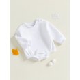 thumbnail image 4 of RUINIXCW Bubble Romper Baby Girl Boy Newborn Warm Fleece Sweater Romper Solid Crewneck Sweatshirt Long Sleeve Bodysuit Thick Spring Fall Winter Clothes, 4 of 9