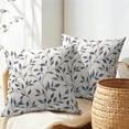 thumbnail image 4 of Navy Blue Leaves Pillow Covers 18x18 Inch Set of 2 Blue and Grey Leaf and Branch Outdoor Decorative Throw Pillows Rustic Farmhouse Pillowcases Cushion Covers for Couch Home Decor, 4 of 6