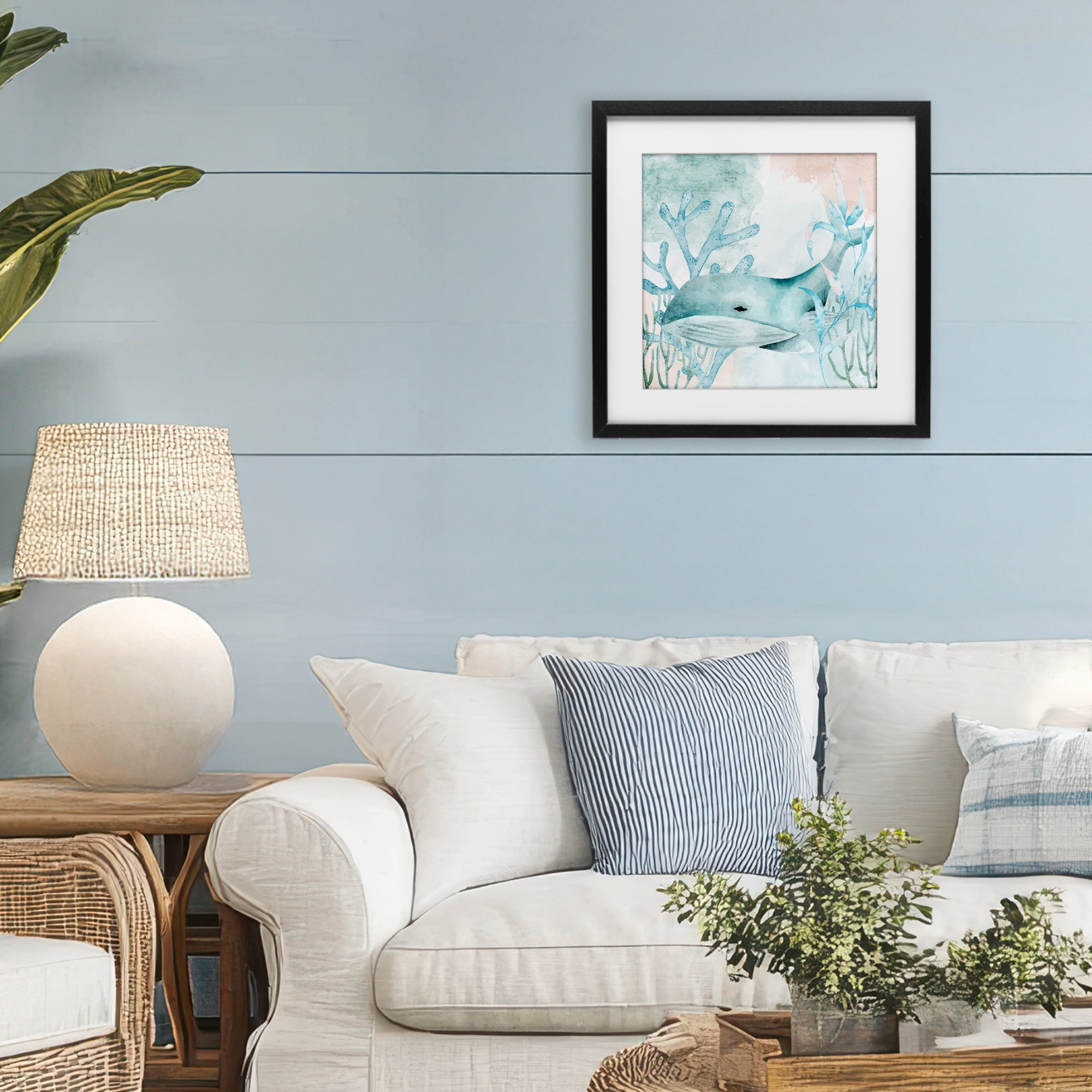 Stupell Industries Whale Sea Swim Black Framed Print Under Glass, design by Kim Allen