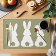 thumbnail image 2 of Easter Bunny Placemats Set of 6, Cute Rabbit Family Vintage Green Abstract Placemats for Dining Table, Place Mats for Kitchen Tabletop, Waterproof Wipeable Dining Table Mats Set, 2 of 9