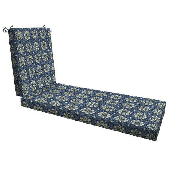 Honeycomb Essentials Cojín Para Tumbona De Exterior, 21 X 70 Pulgadas, Cojín Para Silla De Patio Azul Con Medallón Medina
