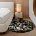 thumbnail image 2 of Round Rug 4Ft Washable Non-Slip, Black Spring Floral Circle Area Rugs for Living Room Bedroom, Elegant Pastoral Flowers Birds Watercolor Indoor Floor Mats Carpet Runner for Home Decor Aesthetic, 2 of 8