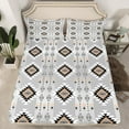 thumbnail image 2 of Manfei Bohemian Aztec Queen Sheet Sets for Adult, Grey Tribal Geometric Flat Sheet, Southwestern Queen Fitted Sheet, Lightweight Room Decor, 4pcs, 2 of 7