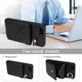 thumbnail image 5 of for iPhone 7 Plus/8 Plus PU Leather Back + TPU Frame Rugged Case, Classic 360 Rotating Ring Kickstand Card Slots Shoulder Strap Drop Protective Slim Fit Shockproof Phone Case Cover, Black, 5 of 13