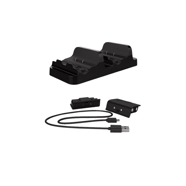 Carga Y Juega Base Cargadora Doble Para Controles Xbox Negro