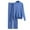 Blue, variant on LYXSSBYX 2 Piece Outfit for Women Women's Fashion Versatile Round Neck Long Sleeve Loose Top Blouse Pants Set Suit for Women
