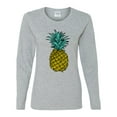 thumbnail image 2 of Wild Bobby, Trendy Tropical Pineapple, Fashion, Women Graphic Long Sleeve Tee, Heather Grey, Medium, 2 of 4