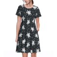 thumbnail image 1 of Easygdp Turtle para Vestido Transpirable de Mujer, Vestido Suelto de Manga Corta con Pliegues y Bolsillos para el Verano, 1 of 6