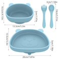 thumbnail image 4 of Baby Plate and Bowl Set with Suction Reusable Silicone Baby Tableware Set with Flexible Fork Spoon BPA-Free Baby Led Weaning Supplies Washable Microwave Safe Self Feeding Utensils for Tod, 4 of 10