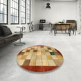 thumbnail image 4 of Ahgly Company Machine Washable Indoor Round Abstract Orange Area Rugs, 5' Round, 4 of 7
