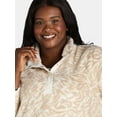 thumbnail image 4 of Terra & Sky Women's Plus Size Quarter Snap Fleece Shacket, Sizes 0X-5X, 4 of 6