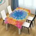 thumbnail image 4 of JSTEL Tie Dye Pink Yellow & Blue Table Cloth Rectangle 60 x 90 Inch Tablecloth Anti Wrinkle Table Cover for Dining Kitchen Parties, 4 of 6