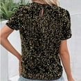thumbnail image 3 of Womens Trendy Sequin Tops Short Sleeve Shirts Round Neck Pullover Tshirts Glitter Outfit Summer, 3 of 4