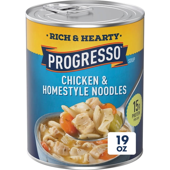 Progresso Rich and Hearty Chicken and Homestyle Noodles Canned Soup, 19 oz