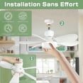 thumbnail image 4 of 52cm Quiet Ceiling Fan with Light and Remote Control, 40W Ceiling Fan Lamp with E27 Socket, Living Room, 3 Speeds, 6 Blades, 4 of 5