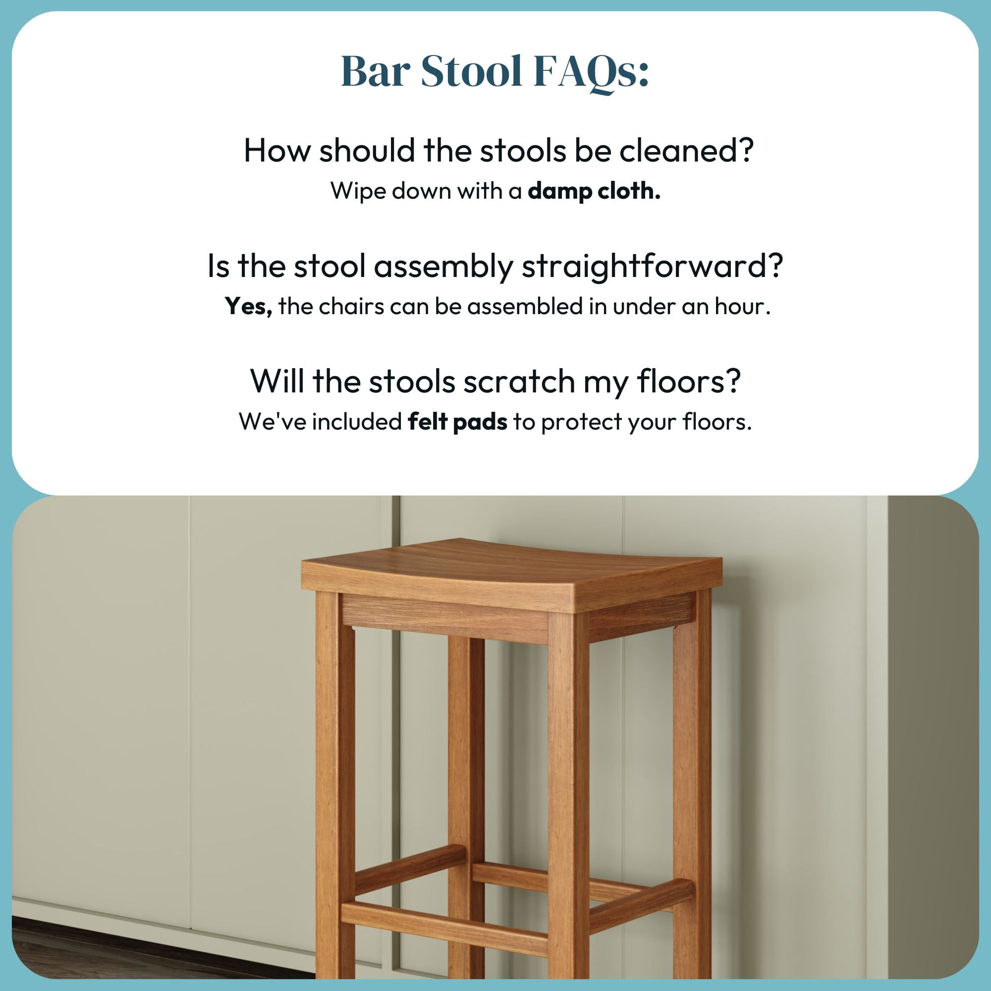 Now Furniture 30" Bar Stool, Wooden Backless Bar Height Kitchen Stool, Pecan