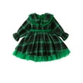 thumbnail image 2 of Elippeo Christmas Dress 12M 2Y 3Y 4Y 5Y 6Y Plaid Print Long Sleeve Round Neck Ruffled Tulle Patchwork A-Line Dress Xmas Clothing, 2 of 10