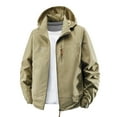 thumbnail image 2 of BXINGOHAI Men's Waterproof Jacket Rain Coat Windbreaker Hooded for Outdoor Hiking Climbing Traveling Khaki 5XL, 2 of 7