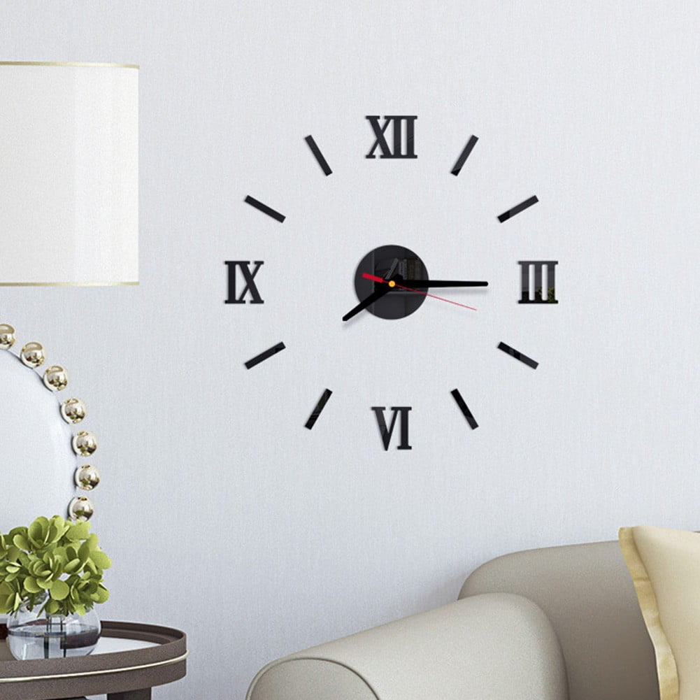 Fule 3D Acrylic Mirror Wall Clock DIY Mirror Clock Home Decoration