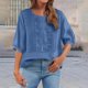 thumbnail image 1 of TaTaai Women's Casual Top / Vintage Embroidered Round Neck Short Sleeve Shirt / Loose Fit Cotton Linen Blend T-Shirt Gift, 1 of 6